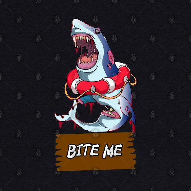 Bite me Shark Zombie by Trendy Black Sheep